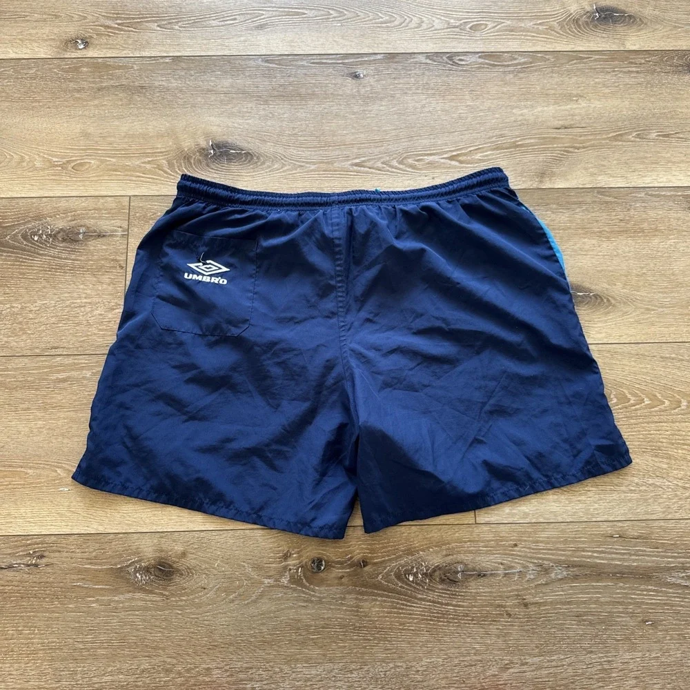 Umbro Swim Trunks Mens L Blue Soccer 90s Summer Retro Vintage Shorts
